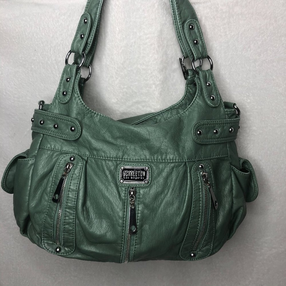 Scarleton Womens MintGreen Faux Leather Dual Interior Satchel Handbag Purse